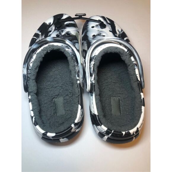 Crocs Classic Lined Clog Marbled Black/ White Men Size 5/ Women's Size 7 - Picture 3 of 5